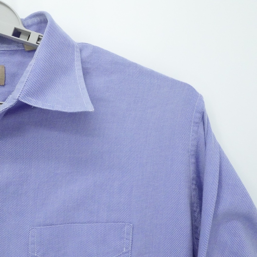 Gitman Gold Shirt Men 17.5 36 Blue Stripped Oxford Button Up Business Casual USA